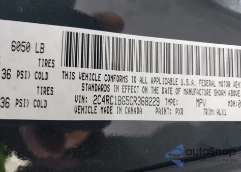 2012 Chrysler Town & Country Touring z USA, uszkodzony, nr VIN 2C4RC1BG5CR368229